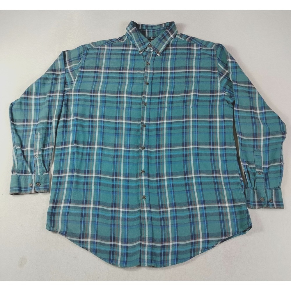 Croft & Barrow Shirt Mens XL Green Plaid Long Sleeve‎ Flannel Outdoor Casual
